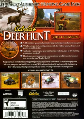 Cabela's Deer Hunt - 2004 Season box cover back